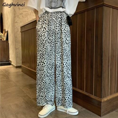 Casual Pants Women Leopard Print Long Loose Drape Thin Summer Harajuku Leisure Trousers Streetwear Womens Trendy Simple Chic New