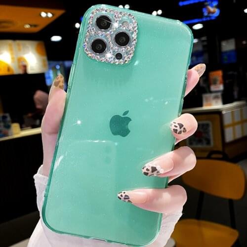 Transparent Camera Protection Glitter Bling Diamond Soft Phone Case For iPhone 12 11 Pro Max XR X XS 7 8 Plus SE 2020 Cover
