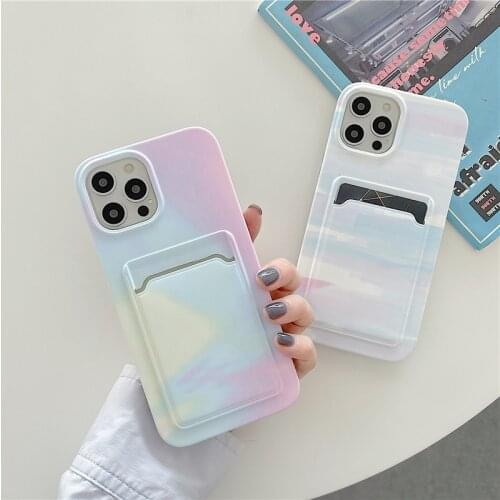 Original Card Bag Gradient Color Phone Case For iPhone 12 Mini Pro Max 11 Pro Max X XR XS Max 7 8 Plus Phone Protective Case