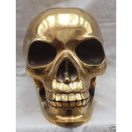 Pure Copper Bronze Gilt Tastefully Chinese Chinese Brass Crafted Human Skull Skeleton human head Statue Sculpture Decoration
