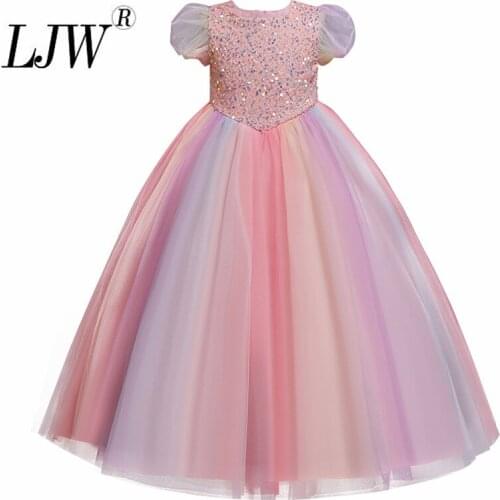 Kids Tutu Sequins Princess Party Dress for Girls Elegant dreamy tulle layered dress for Christmas 2021 Girls Clothes 3-12 years