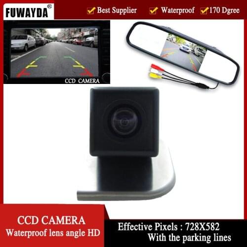FUWAYDA Color CCD Car Rear View Camera for 2012 Ford Focus,with 4.3 Inch Rear view Mirror Monitor