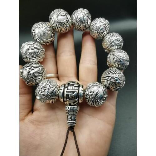 China White copper archaize Round beads amulet Bracelet