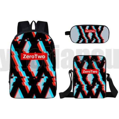 3 Pcs Set Darling In The Franxx Backpack Pencil Case Shoulder Bag 16 Inch Anime 3D Bagpack Darling In The Franxx ZERO TWO Bag