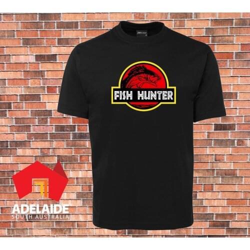 2019 Hot Sale 100% cotton T-shirt DTG Printed Fish Hunter Cool new Fish Design Sizes to 3XL Tee shirt