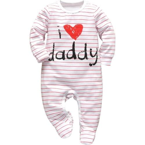 Hot Selling Newborns Babys Romper I Love Daddy Letter Round Neck Comfy Cotton Jumpsuit Infant Toddler Clothes For Baby Birth