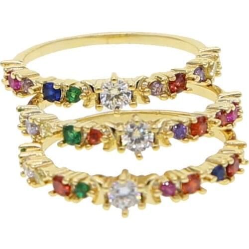 Fashion Luxury Flower Ring Statement Women Wedding Zircon Engagement Ring Trend Geometric Gold color Romantic Party Gift