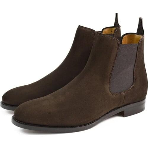 Chelsea Suede Handmade Winter Mens Boots Shoes Add Velvet Work Basic Boots Fashion Designer High Top Shoes Men