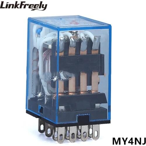 MY4NJ Coil General Purpose Micro Mini Electromagnetic Relay 14 Pin 12V 24V 110V 220V 5A Electronic Power Relay Board 4NO+4NC