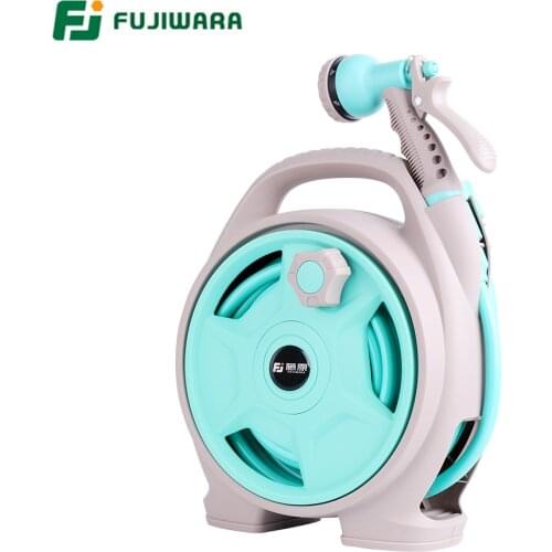 FUJIWARA 15M Water Pipe Tube Reel Household Garden Shower Nozzle Hose Reels Watering Set