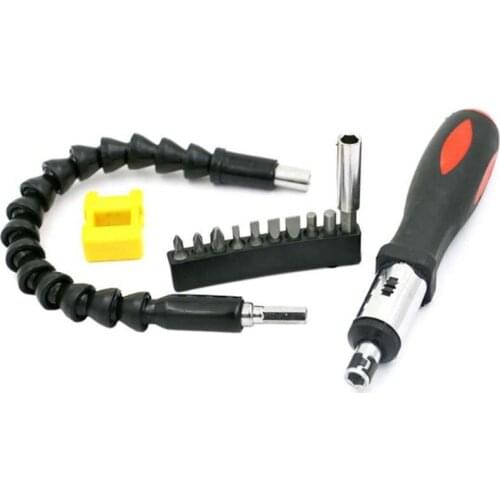 Two-way Ratchet Screwdriver Set Hand Tools Kit with Universal Flexible Shaft Screwdriver Bits Connected Rod netizer