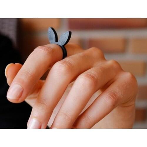 3D Printed 2 Set Black and White Bunny Ring