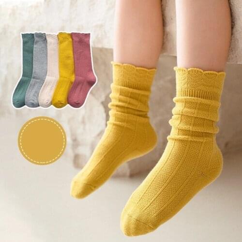 1 Pair 1 to 8 Years Spring Autumn Boneless Knitted Boys Girls Long Socks Solid Combed Cotton Socks For Children Toddlers Kids