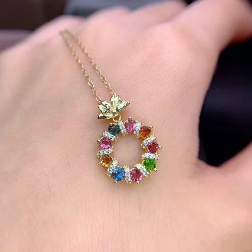 Newest Arrival Luxury 18k Gold Multicolor Natunal Colorful Topaz Big Round Necklace Pendants for Women Fashion Jewelry