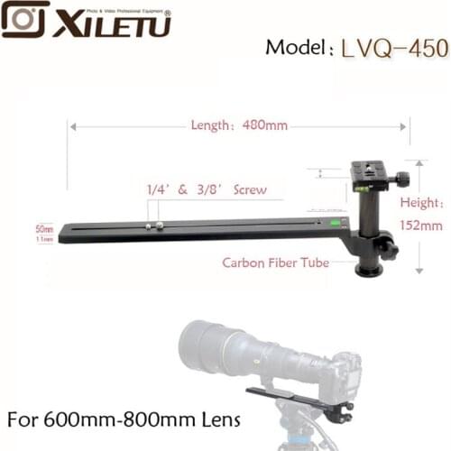 Xiletu LVQ-450 Stable Telephoto Zoom Lens Bracket Tripod Monopods Quick Release Plate With Clamp Width 38mm Length 450mm