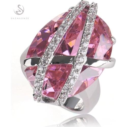 SHUNXUNZE charms Wedding rings Jewelry & Accessories for women Pink Rainbow Olive Cubic Zirconia Rhodium Plated R525 R528 R3312