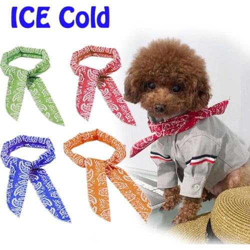 Pet Dog Scarf Cat Bandana Summer Ice Towel Tie Necklace Cooling Neckerchief Dog Accessories Grooming Pet Ice Cold Scarf