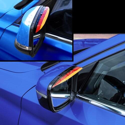 Universal Car Back Mirror Eyebrow Raincost Germany Flag 3 Colors Rain Sticker Rear View Mirror Rain Shield Rainproof Blades 2Pcs