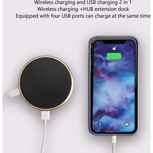 USB HUB with Wireless Charger USB 2.0 Docking Station 4 X USB for IPhone 12 Desktop Laptop Mouse Keyboard
