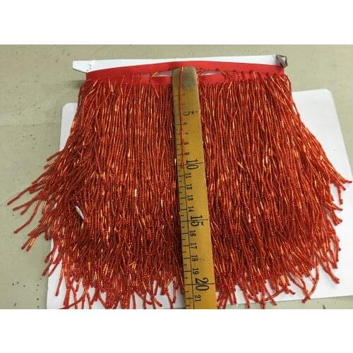 Stock 10 yards/bag 6- 10 cm wine red beaded wavy style fringe ribbon Free shipping YG4