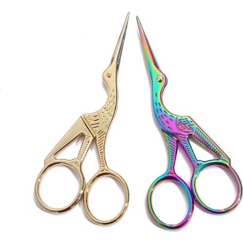 Vintage 9.4/11.5cm Stainless Steel Crane Scissors for Tailor Cross Stitch DIY Handmade Craft Clothing Sewing Tool Accessories