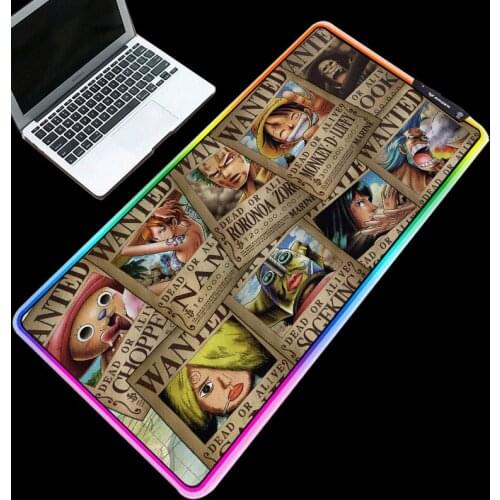 XGZ Popular Japan Anime One Piece Gaming Mouse Pad RGB Pad Mice LED Backlit 7 Colors Large Table Mat for Laptop PC Mice Mats