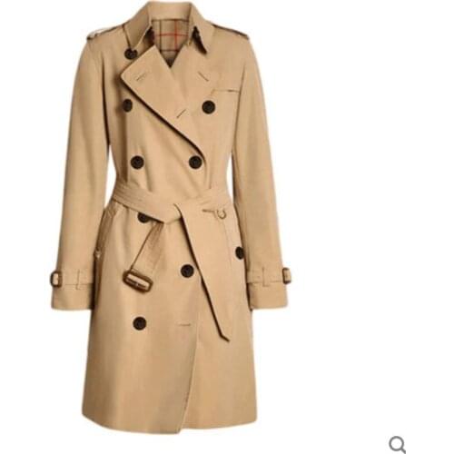 2021 spring windbreaker womens trench coats autumn new mid-length British classic double-breasted fashion big lapel slim khaki