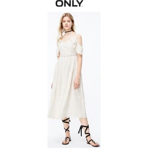 ONLY Womens High-rise 100% Cotton Ruffled Slip Dress | 119207538