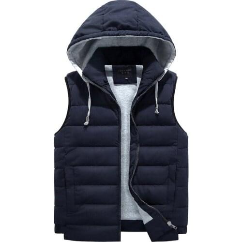 Vest Men 5XL 6XL 8XL Plus Size Winter Warm Fashion Casual Bodywarmer Vest Coat Waistcoat Hooded Zipper Sleeveless Jacket Male