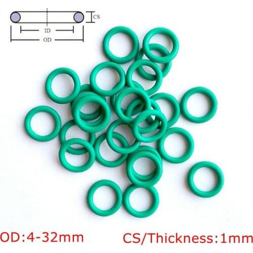 10 pcs Green FKM Fluorine Rubber O Ring O-Ring Oil Sealing Gasket CS 1mm OD 4-32mm