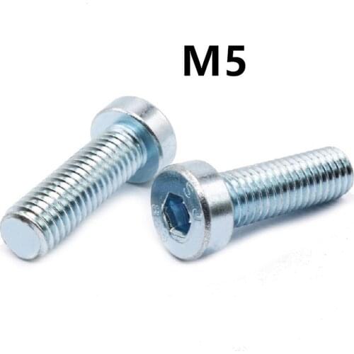 100PCS M5x8/10/12/16/20/25/30mm 8.8 Galvanized DIN7984 Hexagon Socket Thin Low Short Profile Head Allen Cap Screw Bolt