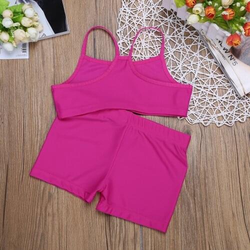 2PCS Kids Girls Tankini Tank Top with Bottoms Gymnastics Shorts Dance Gym Sleeveless Vest Underwear Swimwear Beach wear Summer