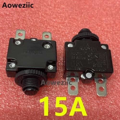 2Pcs Taiwan KUOYUH 88 Series 15A breaker Manual reset current overload protector leakage switch Miniature Overload Protector