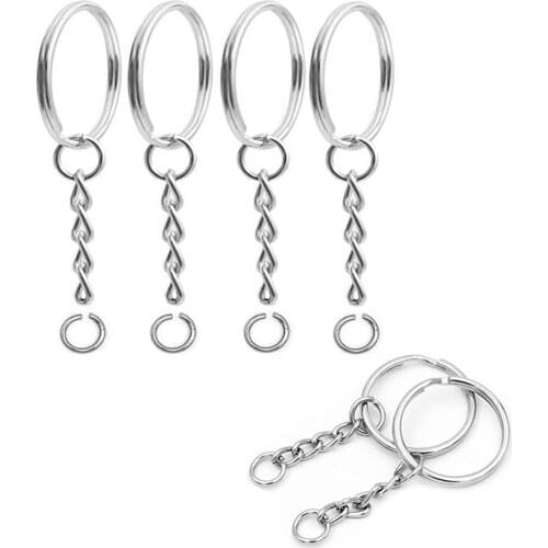 20pcs 25mm Metal Split Keychain Ring Parts Chain Silver Key Ring with Open Jump Ring Connector Accessories for DIY Key Rings
