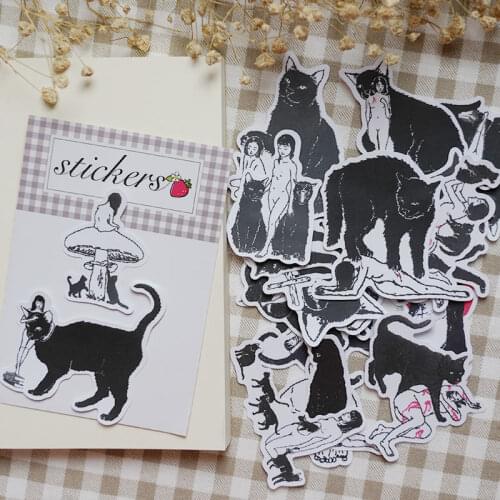 23PCS Scary black cat Sticker Decoration DIY Ablum Diary Scrapbooking Label Sticker Cute Stationery