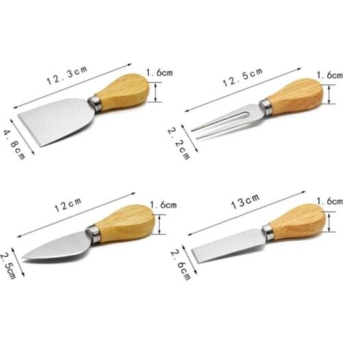 4 Cheese Knives Set Cheese Cutlery Wood Handle Mini Knife Butter Spatula ForK
