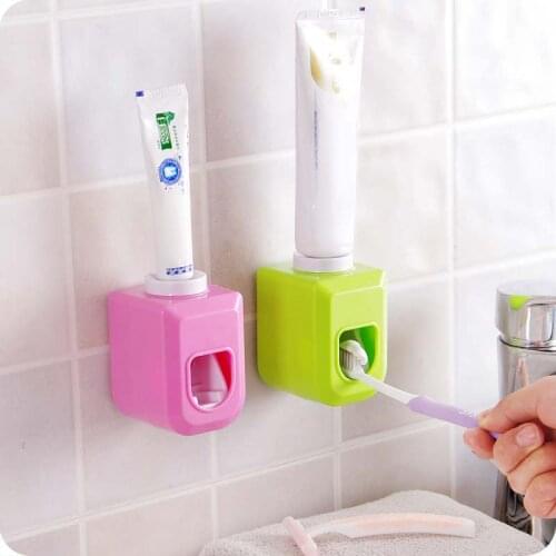 Automatic Toothpaste Dispenser Wall Mount Rack Bath Home Set Dust-Proof Toothpaste Squeezer Quick Take Straw Toothpaste Rack