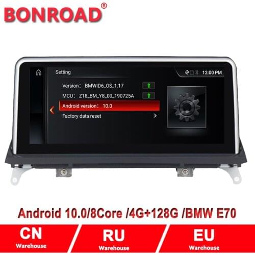 Bonroad 10.25" Android 10.0 Ram4G Rom128G IPS ScreenMultmedia Video Playe For X5 E70 CCC /CIC 2008-2013 wifi bluetooth Radio