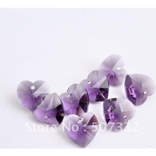 Free Shipping! Wholesale AAA Top Quality 14mm 6202 crystal heart pendant beads Amethys 60pcs/lot