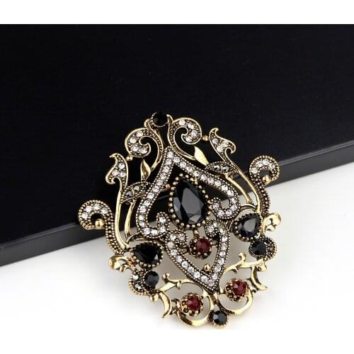 Sunspicems Turkish Crown Brooch for Women Bohemia Ethnic Wedding Jewelry Retro Gold Color Hijab Scarf Lapel Pins Bridal Gift