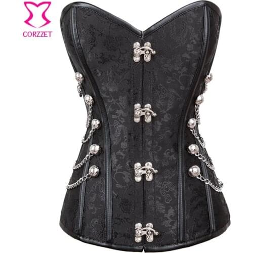 Black Waist Trainer Corset Spiral Steel Boned Bustier Steampunk Clothing Plus Size 6XL Women Corpetes e espartilhos Corselet