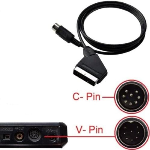 FZQWEG Black High quality 1.8M/6FT V-pin and C-pin Scart cable RGB AV Cables PAL For Sega Megadrive 1 Genesis 1 Master System 1