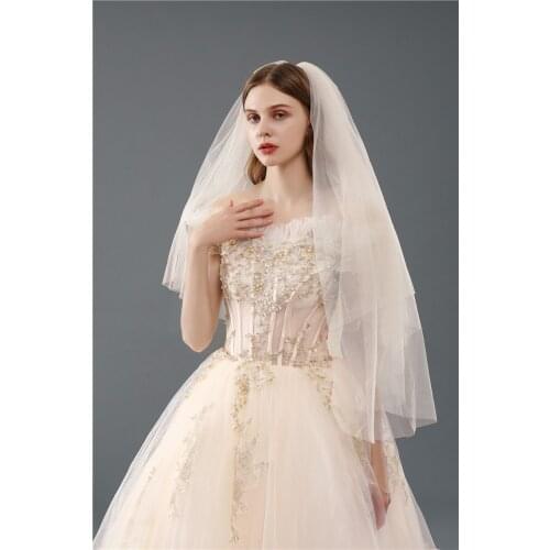 Bridal Veil simple short tulle veil two tiers tulle veil Wedding Dress Veil