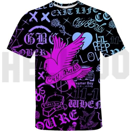 Rapper Lil Peep 3D T Shirt Women T-shirt Fashion Hip Hop Boys Summer Tops Kids Love Print Cool Streetwear Trend LilPeep Men Tee