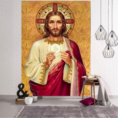 Jesus Christ Tapestry Middle Ages Retro Style Boho Home Virgin Mary Abstract Beach Mat Yoga Christmas Decorations Wholesale