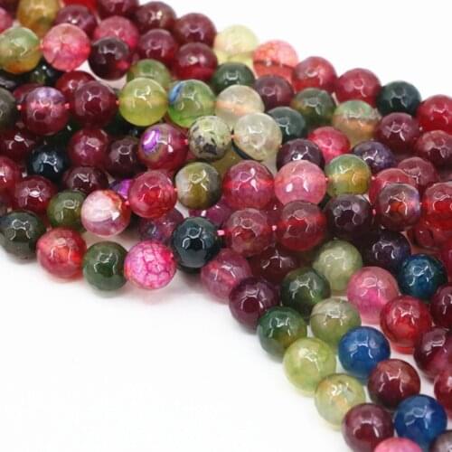 Faceted Round 6mm 8mm 10mm 12mm Natural Stone Agates Onyx Loose Beads For Jewelry Making Multicolor Craft Accessories 15inch A26