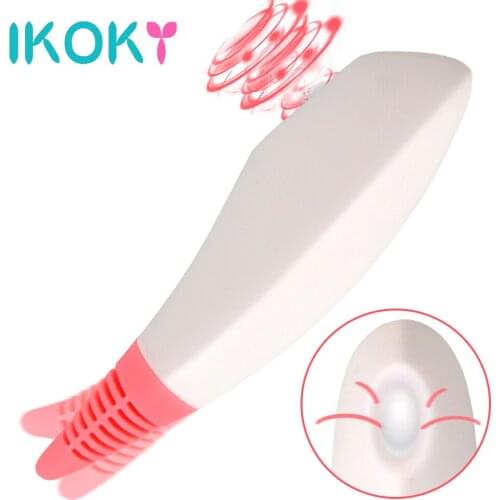 IKOKY Tongue Licking Vibrator Sex Products Dual Use Shock Device Clitoris Beans Stimulation Sex Toy For Female Rattlesnake