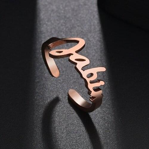 Name Letter Ring for Women Stainless Steel Ring Personalized Gold Men Rings Initia Anillos Mujer Alphabet Capital Ring For Girl