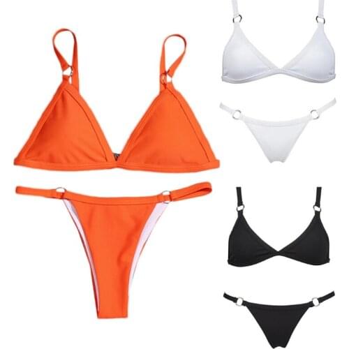 Bikini Set Swimsuit Swimwear Women Bikini Sexy Summer Beachwear Metal Ring Bathing Suit Push Up Swimming Suit Women