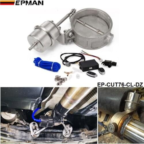 Exhaust Control Valve Set Cutout 3"76mm Pipe Close Style With Vacuum Actuator with Wireless Remote Controller Set EP-CUT76-CL-DZ